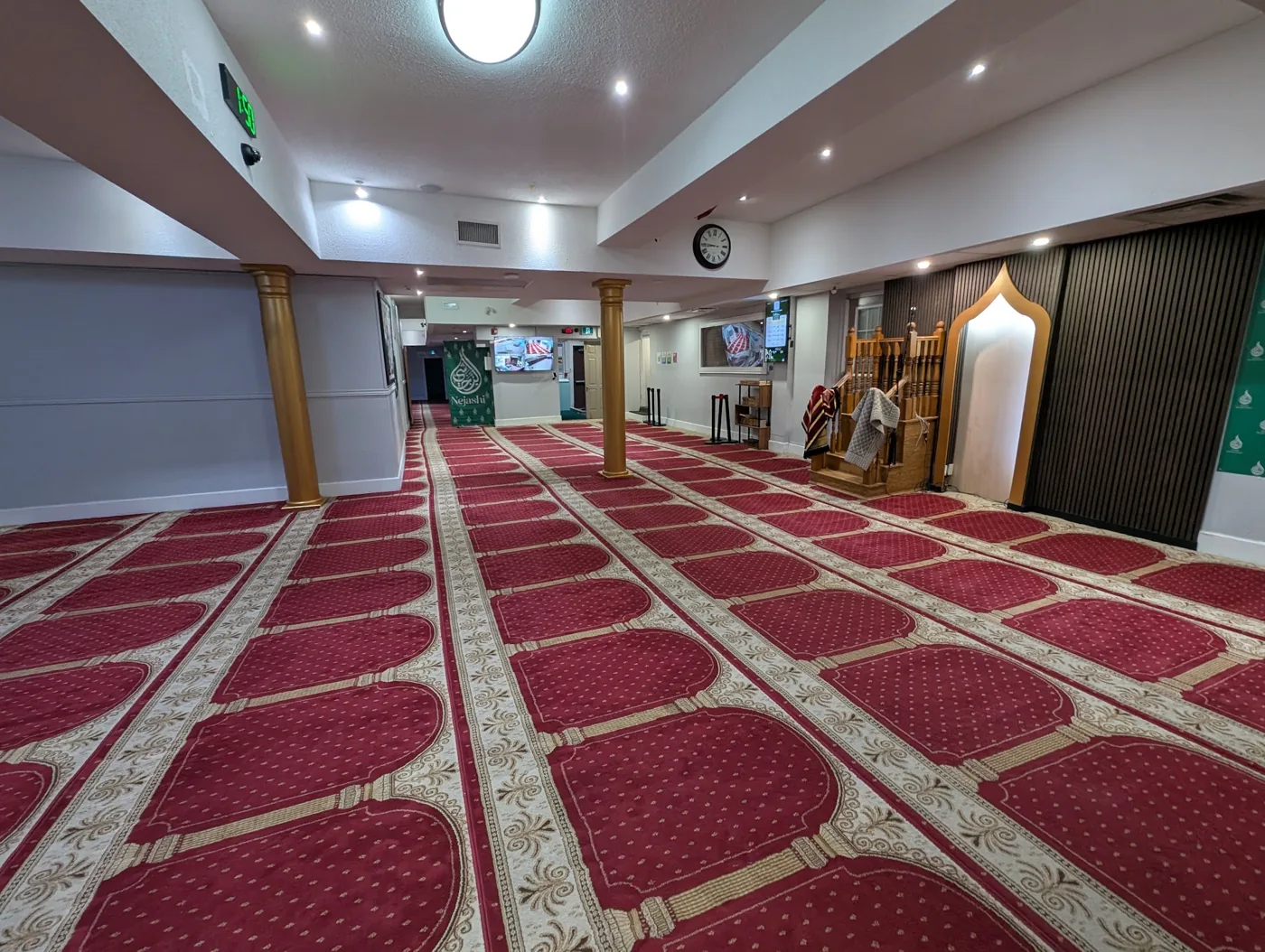 Red carpet in a community prayer room